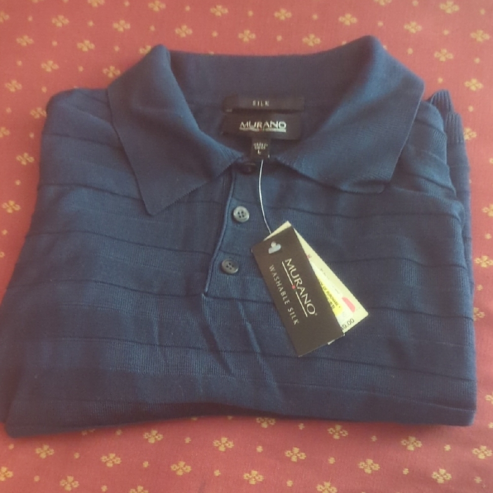 Nwt Vintage Murano Silk Polo Shirt Size Large